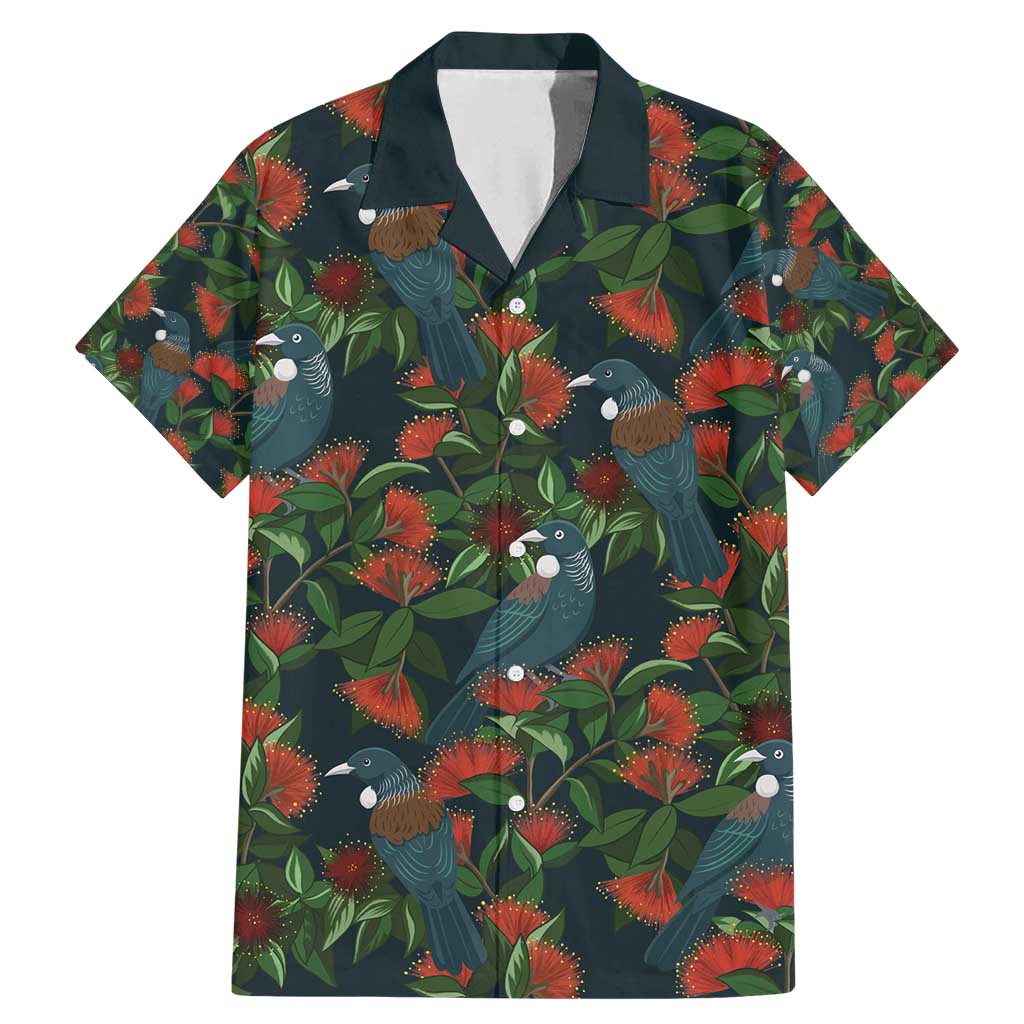 New Zealand Christmas Family Matching Mermaid Dress and Hawaiian Shirt Romantic Tui Birds on Pohutukawa - Cobalt - Aussie Hoodie
