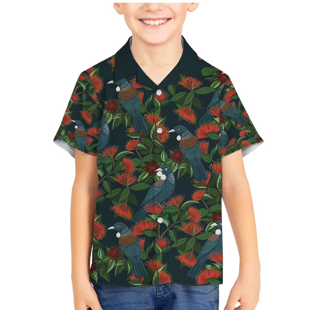 New Zealand Christmas Family Matching Mermaid Dress and Hawaiian Shirt Romantic Tui Birds on Pohutukawa - Cobalt - Aussie Hoodie