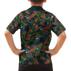 New Zealand Christmas Family Matching Off The Shoulder Long Sleeve Dress and Hawaiian Shirt Romantic Tui Birds on Pohutukawa - Cobalt - Aussie Hoodie