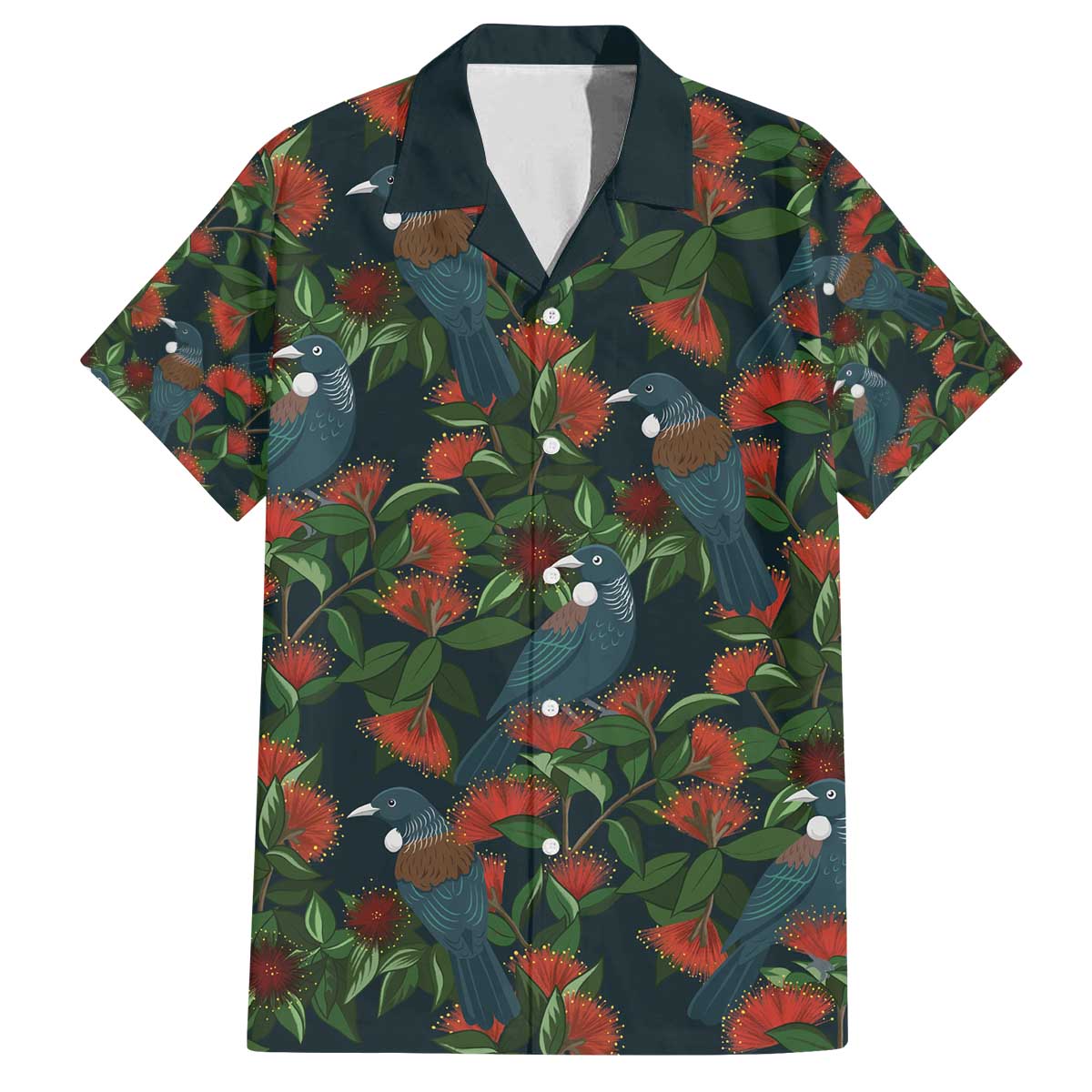 New Zealand Christmas Family Matching Off The Shoulder Long Sleeve Dress and Hawaiian Shirt Romantic Tui Birds on Pohutukawa - Cobalt - Aussie Hoodie