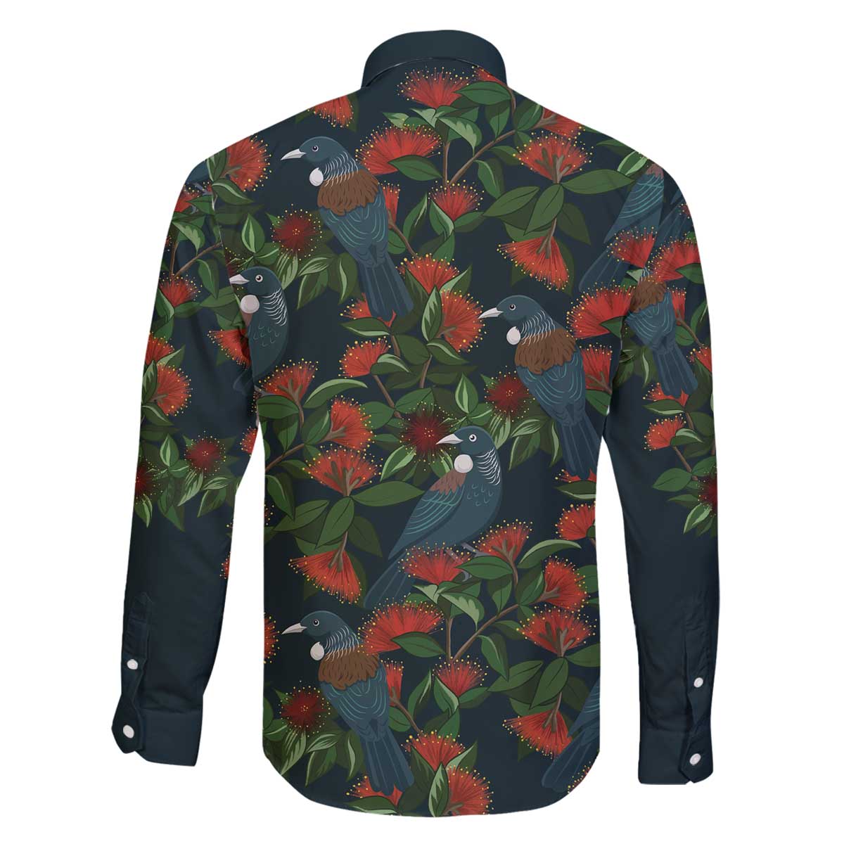 New Zealand Christmas Family Matching Off The Shoulder Long Sleeve Dress and Hawaiian Shirt Romantic Tui Birds on Pohutukawa - Cobalt - Aussie Hoodie