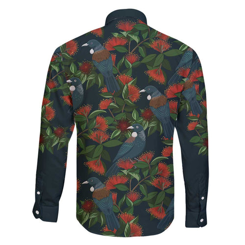 New Zealand Christmas Family Matching Off The Shoulder Long Sleeve Dress and Hawaiian Shirt Romantic Tui Birds on Pohutukawa - Cobalt - Aussie Hoodie
