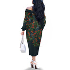 New Zealand Christmas Family Matching Off The Shoulder Long Sleeve Dress and Hawaiian Shirt Romantic Tui Birds on Pohutukawa - Cobalt - Aussie Hoodie