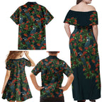 New Zealand Christmas Family Matching Off Shoulder Maxi Dress and Hawaiian Shirt Romantic Tui Birds on Pohutukawa - Cobalt - Aussie Hoodie