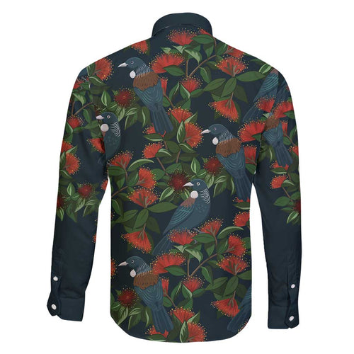 New Zealand Christmas Family Matching Off Shoulder Short Dress and Hawaiian Shirt Romantic Tui Birds on Pohutukawa - Cobalt - Aussie Hoodie