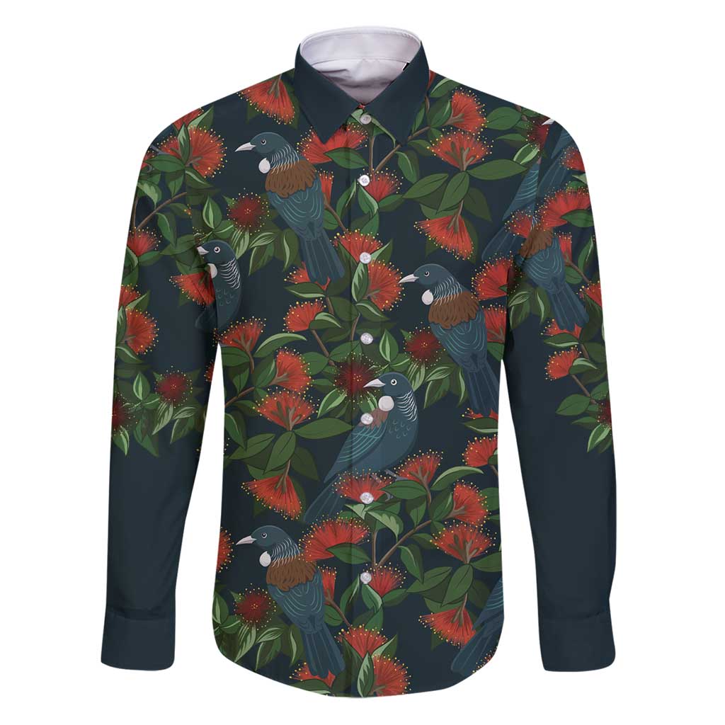 New Zealand Christmas Family Matching Puletasi and Hawaiian Shirt Romantic Tui Birds on Pohutukawa - Cobalt - Aussie Hoodie