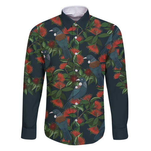 New Zealand Christmas Family Matching Puletasi and Hawaiian Shirt Romantic Tui Birds on Pohutukawa - Cobalt - Aussie Hoodie