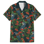 New Zealand Christmas Family Matching Short Sleeve Bodycon Dress and Hawaiian Shirt Romantic Tui Birds on Pohutukawa - Cobalt - Aussie Hoodie