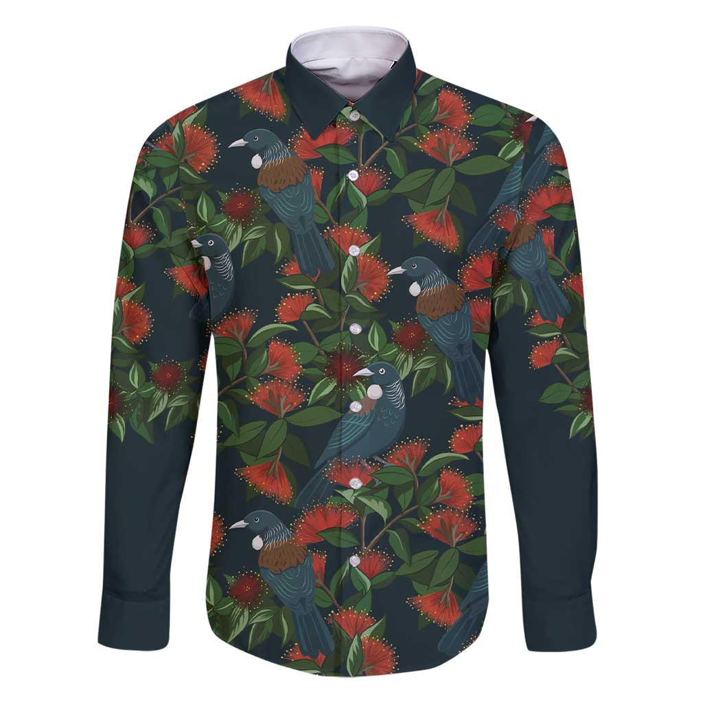 New Zealand Christmas Family Matching Short Sleeve Bodycon Dress and Hawaiian Shirt Romantic Tui Birds on Pohutukawa - Cobalt - Aussie Hoodie
