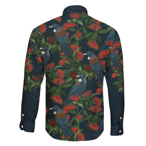 New Zealand Christmas Family Matching Short Sleeve Bodycon Dress and Hawaiian Shirt Romantic Tui Birds on Pohutukawa - Cobalt - Aussie Hoodie