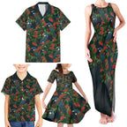 New Zealand Christmas Family Matching Tank Maxi Dress and Hawaiian Shirt Romantic Tui Birds on Pohutukawa - Cobalt - Aussie Hoodie