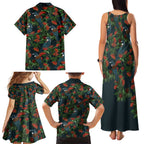 New Zealand Christmas Family Matching Tank Maxi Dress and Hawaiian Shirt Romantic Tui Birds on Pohutukawa - Cobalt - Aussie Hoodie