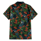 New Zealand Christmas Hawaiian Shirt Romantic Tui Birds on Pohutukawa - Cobalt - Aussie Hoodie