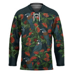 New Zealand Christmas Hockey Jersey Romantic Tui Birds on Pohutukawa - Cobalt - Aussie Hoodie