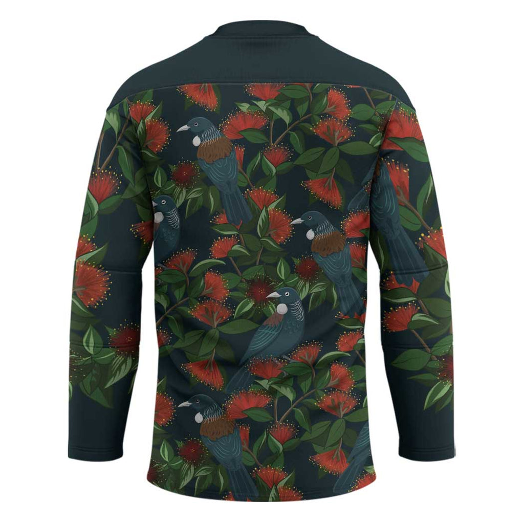 New Zealand Christmas Hockey Jersey Romantic Tui Birds on Pohutukawa - Cobalt - Aussie Hoodie