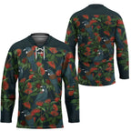 New Zealand Christmas Hockey Jersey Romantic Tui Birds on Pohutukawa - Cobalt - Aussie Hoodie
