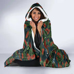 New Zealand Christmas Hooded Blanket Romantic Tui Birds on Pohutukawa - Cobalt - Aussie Hoodie