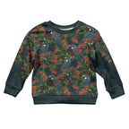 New Zealand Christmas Kid Ugly Christmas Sweater Romantic Tui Birds on Pohutukawa - Cobalt - Aussie Hoodie