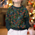 New Zealand Christmas Kid Ugly Christmas Sweater Romantic Tui Birds on Pohutukawa - Cobalt - Aussie Hoodie