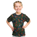 New Zealand Christmas Kid T Shirt Romantic Tui Birds on Pohutukawa - Cobalt - Aussie Hoodie