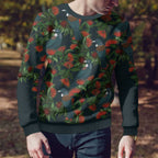 New Zealand Christmas Ugly Christmas Sweater Romantic Tui Birds on Pohutukawa - Cobalt - Aussie Hoodie