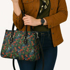 New Zealand Christmas Leather Bag Romantic Tui Birds on Pohutukawa - Cobalt - Aussie Hoodie