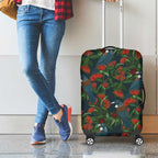 New Zealand Christmas Luggage Cover Romantic Tui Birds on Pohutukawa - Cobalt - Aussie Hoodie