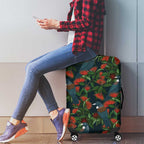 New Zealand Christmas Luggage Cover Romantic Tui Birds on Pohutukawa - Cobalt - Aussie Hoodie
