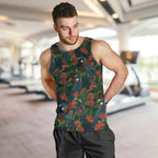 New Zealand Christmas Men Tank Top Romantic Tui Birds on Pohutukawa - Cobalt - Aussie Hoodie
