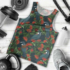 New Zealand Christmas Men Tank Top Romantic Tui Birds on Pohutukawa - Cobalt - Aussie Hoodie