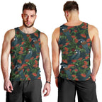 New Zealand Christmas Men Tank Top Romantic Tui Birds on Pohutukawa - Cobalt - Aussie Hoodie