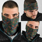 New Zealand Christmas Neck Gaiter Romantic Tui Birds on Pohutukawa - Cobalt - Aussie Hoodie