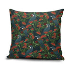 New Zealand Christmas Pillow Cover Romantic Tui Birds on Pohutukawa - Cobalt - Aussie Hoodie