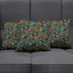 New Zealand Christmas Pillow Cover Romantic Tui Birds on Pohutukawa - Cobalt - Aussie Hoodie
