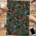 New Zealand Christmas Puzzle Romantic Tui Birds on Pohutukawa - Cobalt - Aussie Hoodie
