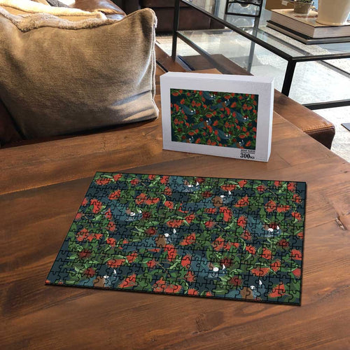 New Zealand Christmas Puzzle Romantic Tui Birds on Pohutukawa - Cobalt - Aussie Hoodie