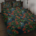 New Zealand Christmas Quilt Bed Set Romantic Tui Birds on Pohutukawa - Cobalt - Aussie Hoodie