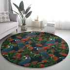 New Zealand Christmas Round Carpet Romantic Tui Birds on Pohutukawa - Cobalt - Aussie Hoodie