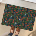 New Zealand Christmas Rubber Doormat Romantic Tui Birds on Pohutukawa - Cobalt - Aussie Hoodie