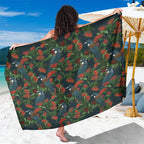 New Zealand Christmas Sarong Romantic Tui Birds on Pohutukawa - Cobalt - Aussie Hoodie