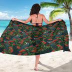 New Zealand Christmas Sarong Romantic Tui Birds on Pohutukawa - Cobalt - Aussie Hoodie