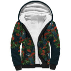 New Zealand Christmas Sherpa Hoodie Romantic Tui Birds on Pohutukawa - Cobalt - Aussie Hoodie