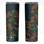 New Zealand Christmas Skinny Tumbler Romantic Tui Birds on Pohutukawa - Cobalt - Aussie Hoodie