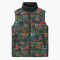 New Zealand Christmas Sleeveless Puffer Jacket Romantic Tui Birds on Pohutukawa - Cobalt - Aussie Hoodie