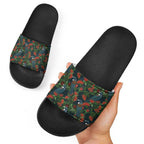 New Zealand Christmas Slide Sandals Romantic Tui Birds on Pohutukawa - Cobalt - Aussie Hoodie