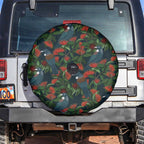 New Zealand Christmas Spare Tire Cover Romantic Tui Birds on Pohutukawa - Cobalt - Aussie Hoodie