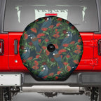 New Zealand Christmas Spare Tire Cover Romantic Tui Birds on Pohutukawa - Cobalt - Aussie Hoodie
