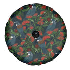 New Zealand Christmas Spare Tire Cover Romantic Tui Birds on Pohutukawa - Cobalt - Aussie Hoodie