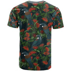 New Zealand Christmas T Shirt Romantic Tui Birds on Pohutukawa - Cobalt - Aussie Hoodie