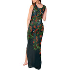 New Zealand Christmas Tank Maxi Dress Romantic Tui Birds on Pohutukawa - Cobalt - Aussie Hoodie